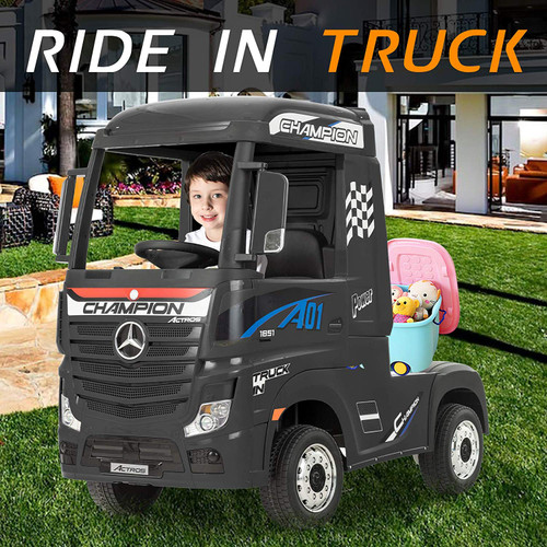 Licensed Mercedes Benz Actros Black 24V Electric Ride On Truck