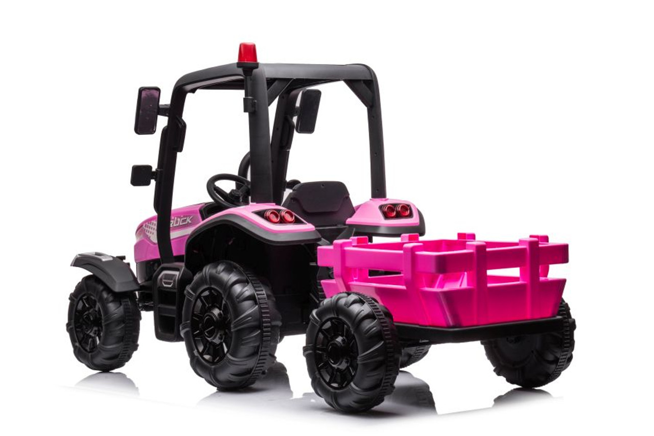 AgriPow 24V Electric Ride On Tractor with Trailer Pink - Image 3