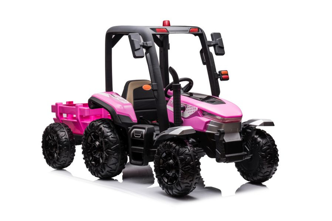 AgriPow 24V Electric Ride On Tractor with Trailer Pink - Image 4